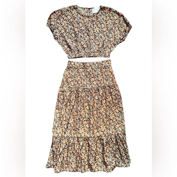 NWT MVN The Label Floral Crop Top Maxi Skirt Set - Picture 1 of 9